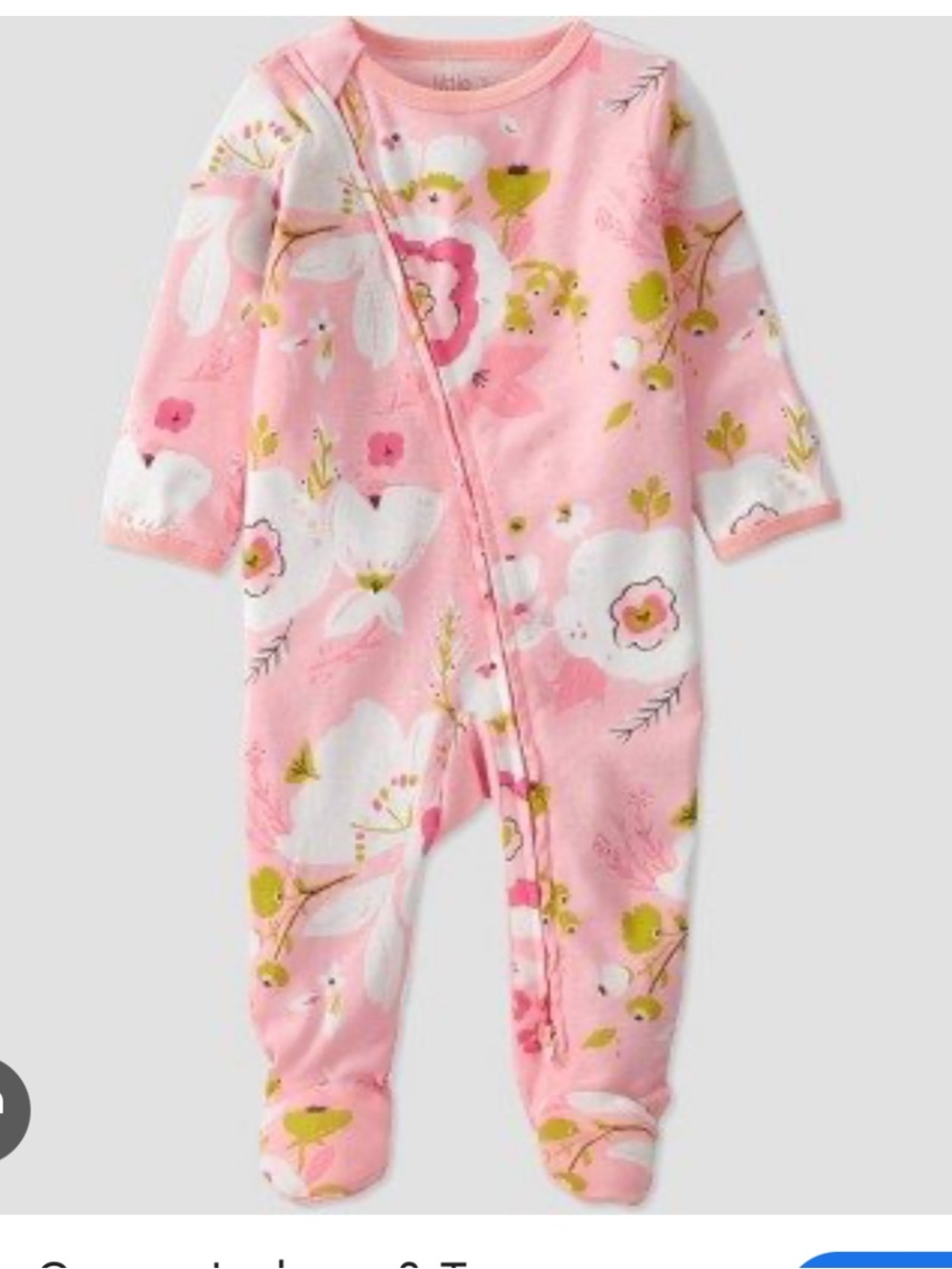 Pink Floral Baby One-Piece Footed Pajamas